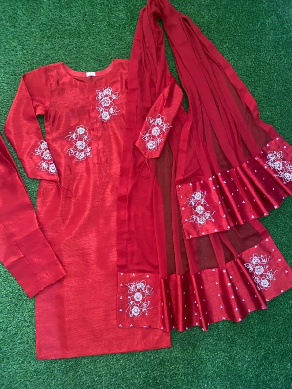 Red Raw Silk Suit