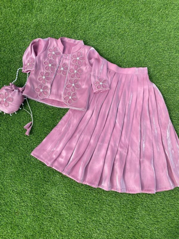 Dusty Pink Floral Kids Lehenga
