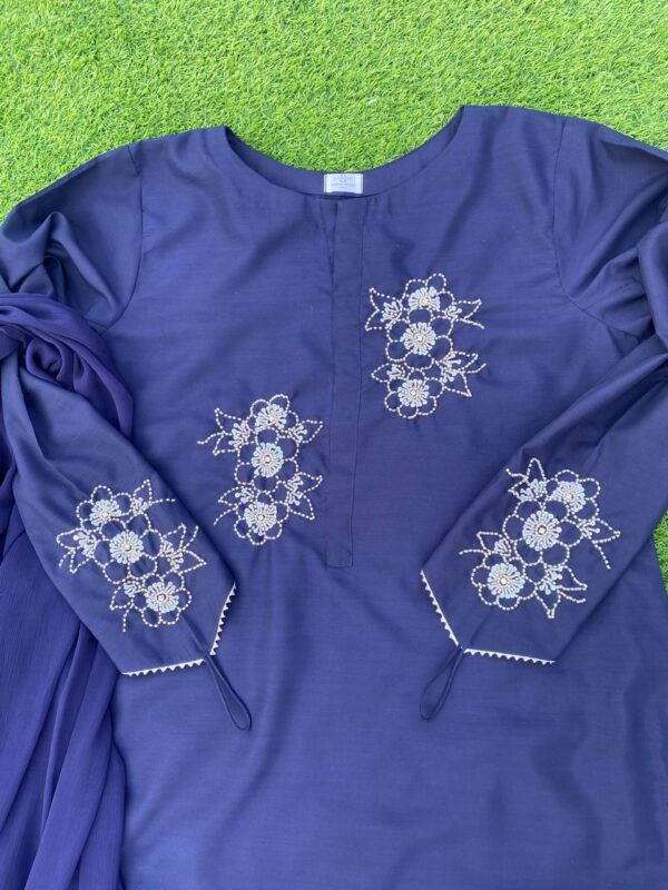 Navy Blue Raw Silk Suit