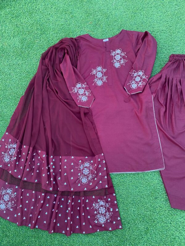 Maroon Raw Silk Suit