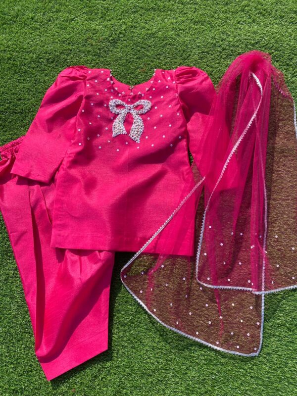 Shocking Pink Kids Raw Silk Suit