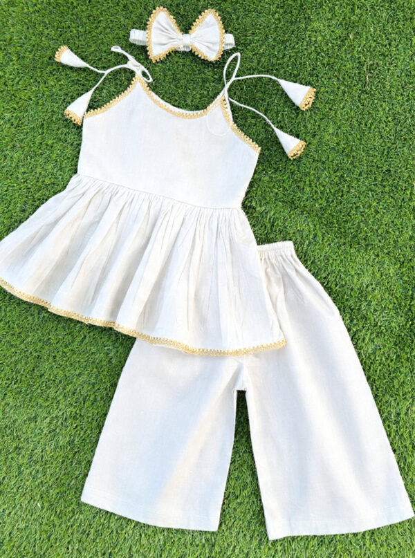 White Tie-Strap Peplum Set