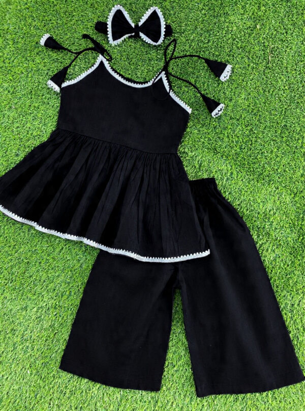 Black Tie-Strap Peplum Set