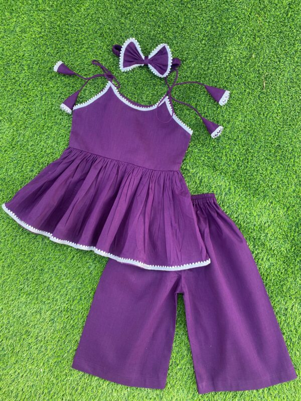 Purple Tie-Strap Peplum Set