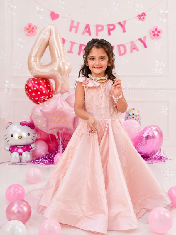 Princess Pink Ball Gown with Long Tail