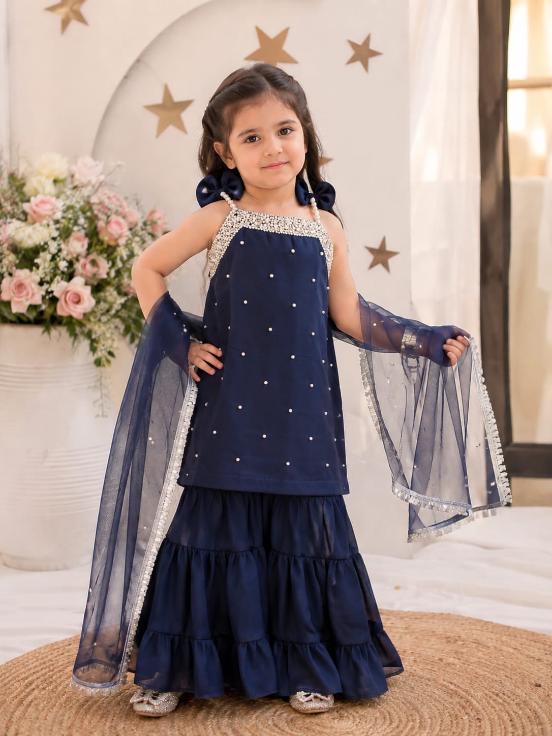 blue sleeveless kurti